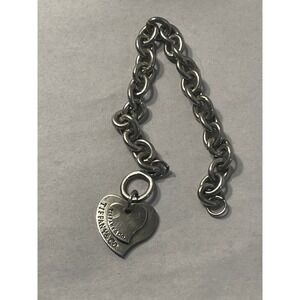 VTG Sterling silver 925 Tiffany & Co. Double Heart Pendant 1" w/ chain no Clasp
